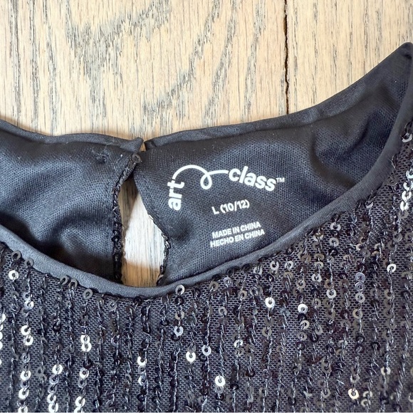 Art Class Girls’ Boxy Black Sequin Kids Crop Length Top Size Large 10/12 - Picture 5 of 11
